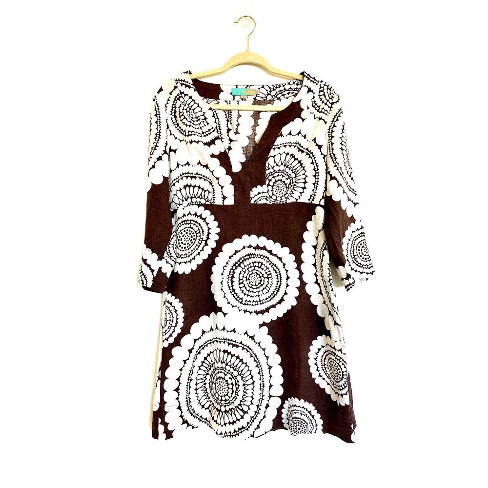 Boden Brown Linen Women's Dress Size US 8 UK 12 Bohemian Boho Design Cute Casual